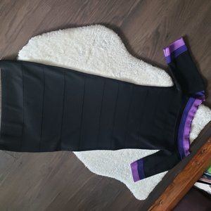 LE CHATEAU - Bandage Style Blk & Purple Ribbing Dress (S)